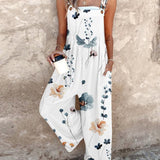 NAELA | Ærmeløs buksedragt med botanisk print