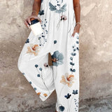 NAELA | Ærmeløs buksedragt med botanisk print