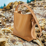 Oversized læder crossbody-taske