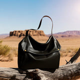 Retro læder blød minimalistisk casual tote-taske