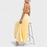 Zita | Lys plisseret kjole med stropper