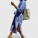 Lenka | Elegant stribet skjortekjolev