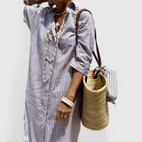 Lenka | Elegant stribet skjortekjolev