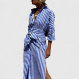 Lenka | Elegant stribet skjortekjolev